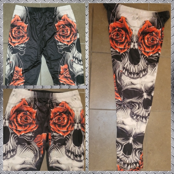 SKULL ☠️ & 🥀 ROSES LEGGINGS <> SET OF 2 - Picture 5 of 16